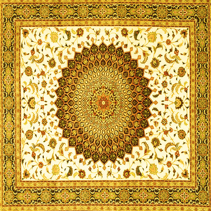 Square Medallion Yellow Traditional Rug, tr4672yw