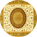 Round Medallion Yellow Traditional Rug, tr4672yw