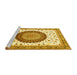 Sideview of Machine Washable Medallion Yellow Traditional Rug, wshtr4672yw