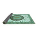 Sideview of Medallion Turquoise Traditional Rug, tr4672turq