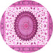 Round Medallion Pink Traditional Rug, tr4672pnk