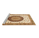 Sideview of Machine Washable Medallion Brown Traditional Rug, wshtr4672brn