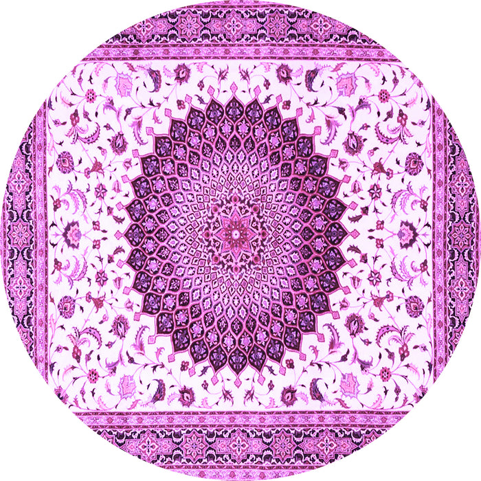 Round Medallion Purple Traditional Rug, tr4672pur