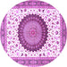 Round Medallion Purple Traditional Rug, tr4672pur