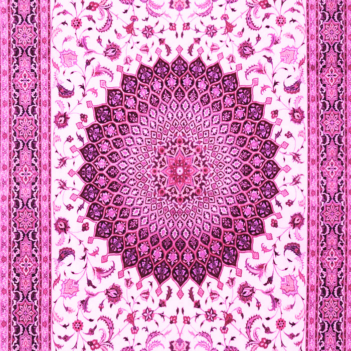 Machine Washable Medallion Pink Traditional Rug, wshtr4672pnk