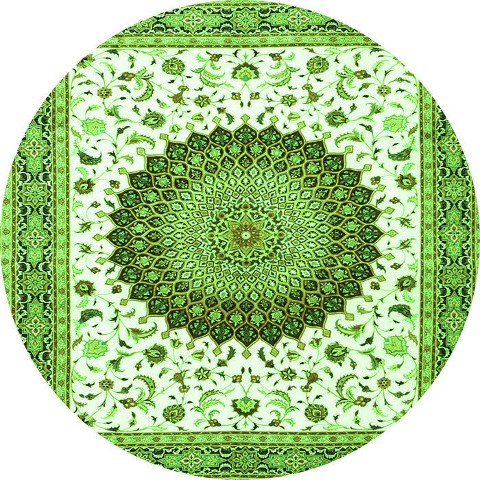 Machine Washable Medallion Green Traditional Area Rugs, wshtr4672grn
