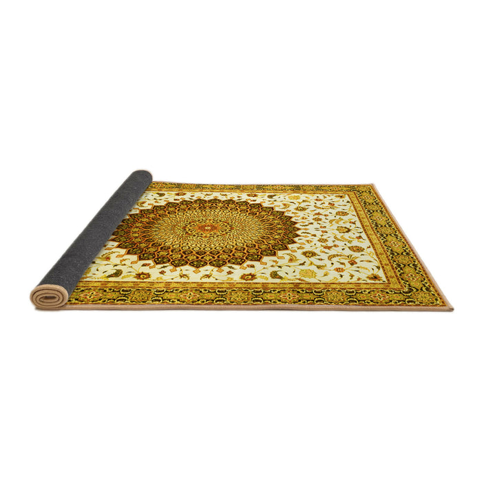 Sideview of Medallion Yellow Traditional Rug, tr4672yw