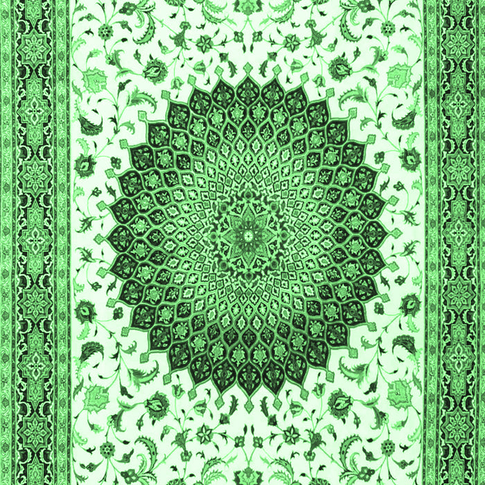 Machine Washable Medallion Emerald Green Traditional Area Rugs, wshtr4672emgrn