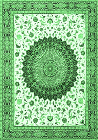 Medallion Emerald Green Traditional Rug, tr4672emgrn