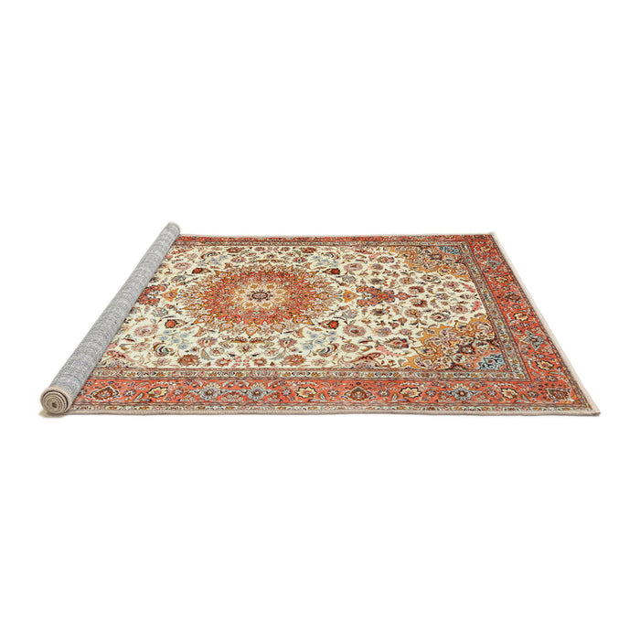 Sideview of Machine Washable Traditional Brown Rug, wshtr4673