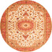 Machine Washable Medallion Orange Traditional Area Rugs, wshtr4673org