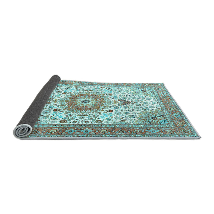 Sideview of Medallion Light Blue Traditional Rug, tr4673lblu