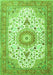 Serging Thickness of Machine Washable Medallion Green Traditional Area Rugs, wshtr4673grn