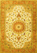 Machine Washable Medallion Yellow Traditional Rug, wshtr4673yw