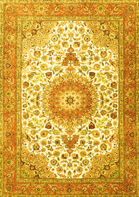 Medallion Yellow Traditional Rug, tr4673yw