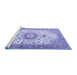 Sideview of Machine Washable Medallion Blue Traditional Rug, wshtr4673blu