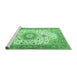 Sideview of Machine Washable Medallion Emerald Green Traditional Area Rugs, wshtr4673emgrn