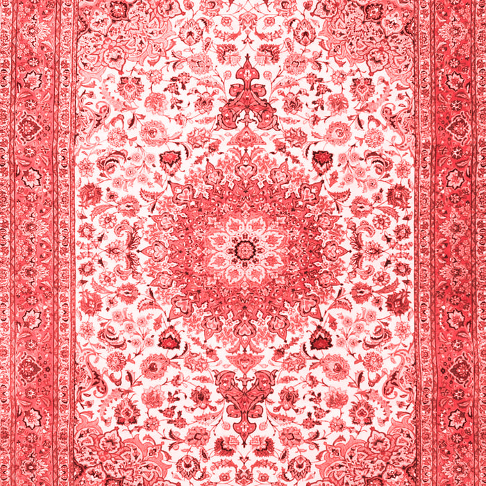 Machine Washable Medallion Red Traditional Rug, wshtr4673red
