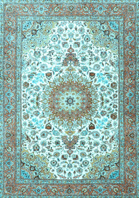 Medallion Light Blue Traditional Rug, tr4673lblu