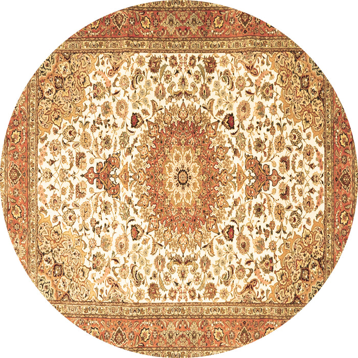 Round Medallion Brown Traditional Rug, tr4673brn