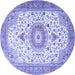 Round Medallion Blue Traditional Rug, tr4673blu
