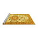 Sideview of Machine Washable Medallion Yellow Traditional Rug, wshtr4673yw