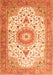 Serging Thickness of Machine Washable Medallion Orange Traditional Area Rugs, wshtr4673org