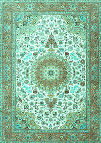 Medallion Turquoise Traditional Rug, tr4673turq