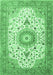 Machine Washable Medallion Emerald Green Traditional Area Rugs, wshtr4673emgrn