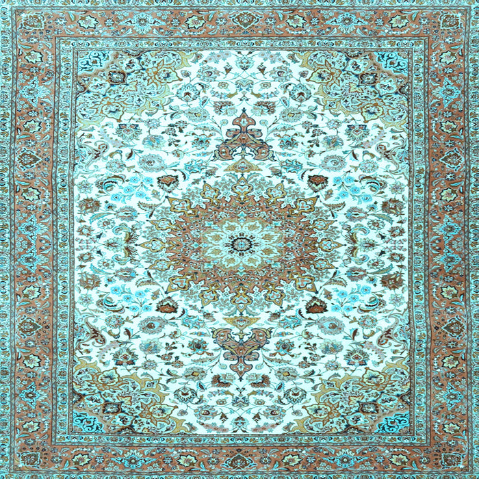 Square Medallion Light Blue Traditional Rug, tr4673lblu