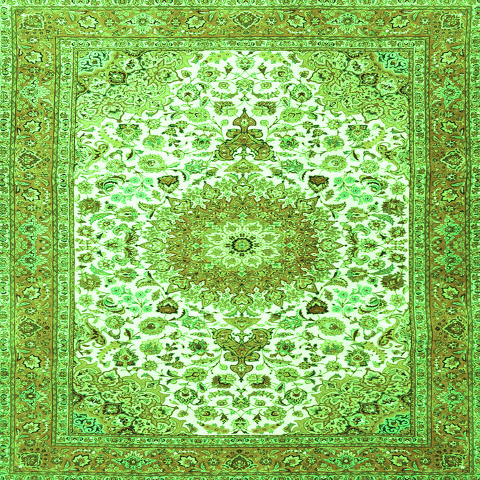 Serging Thickness of Medallion Green Traditional Rug, tr4673grn