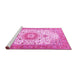 Sideview of Machine Washable Medallion Pink Traditional Rug, wshtr4673pnk