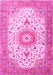 Machine Washable Medallion Pink Traditional Rug, wshtr4673pnk