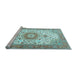 Sideview of Machine Washable Medallion Light Blue Traditional Rug, wshtr4673lblu