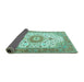 Sideview of Medallion Turquoise Traditional Rug, tr4673turq