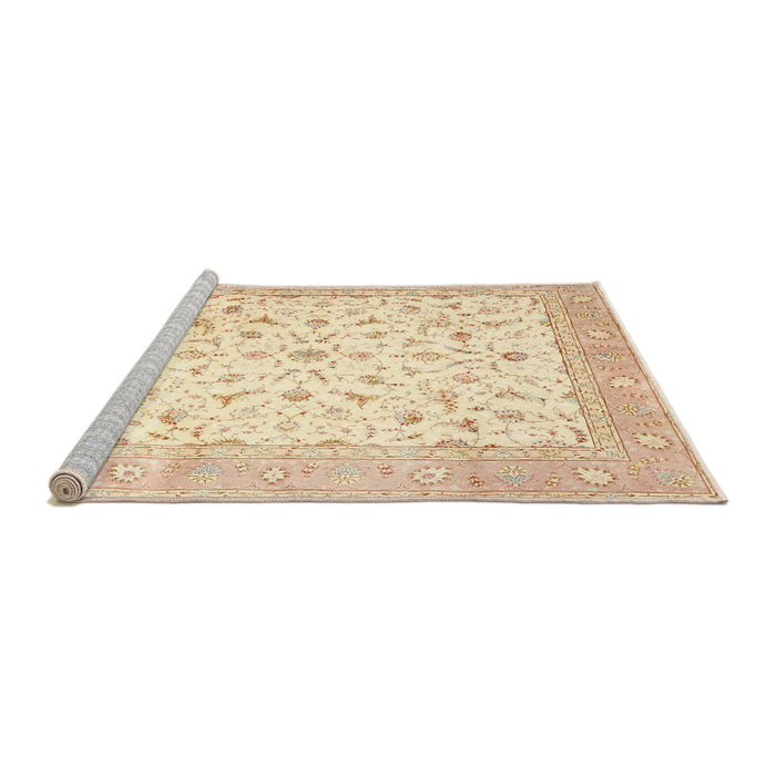 Sideview of Machine Washable Traditional Khaki Gold Rug, wshtr4674