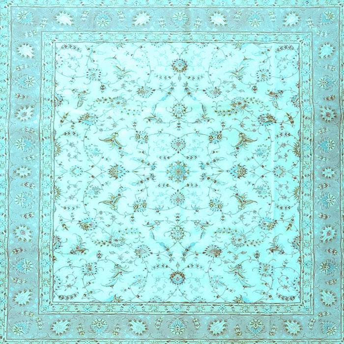 Square Machine Washable Persian Light Blue Traditional Rug, wshtr4674lblu