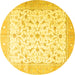 Round Persian Yellow Traditional Rug, tr4674yw