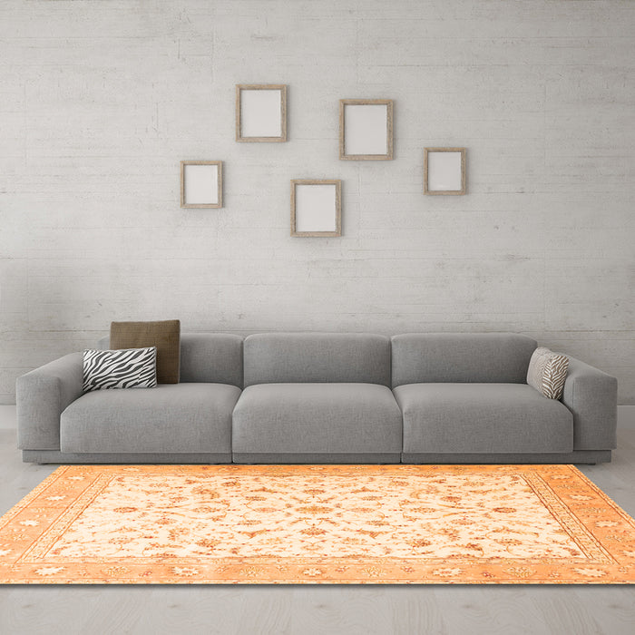 Machine Washable Persian Orange Traditional Area Rugs in a Living Room, wshtr4674org