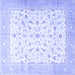 Square Machine Washable Persian Blue Traditional Rug, wshtr4674blu