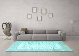 Machine Washable Persian Light Blue Traditional Rug in a Living Room, wshtr4674lblu