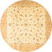 Round Persian Brown Traditional Rug, tr4674brn