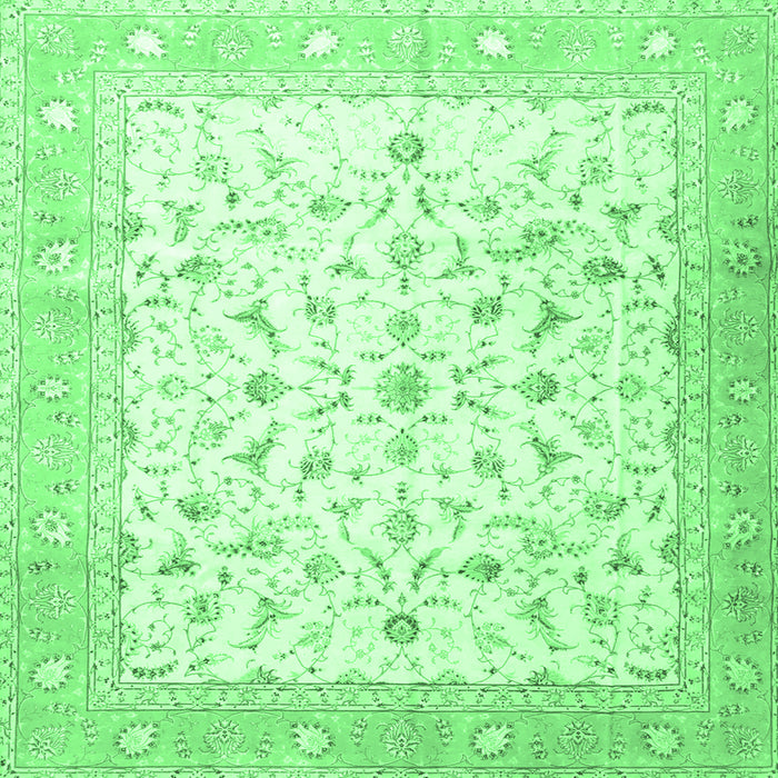 Square Machine Washable Persian Emerald Green Traditional Area Rugs, wshtr4674emgrn