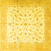 Square Machine Washable Persian Yellow Traditional Rug, wshtr4674yw