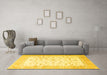 Machine Washable Persian Yellow Traditional Rug in a Living Room, wshtr4674yw