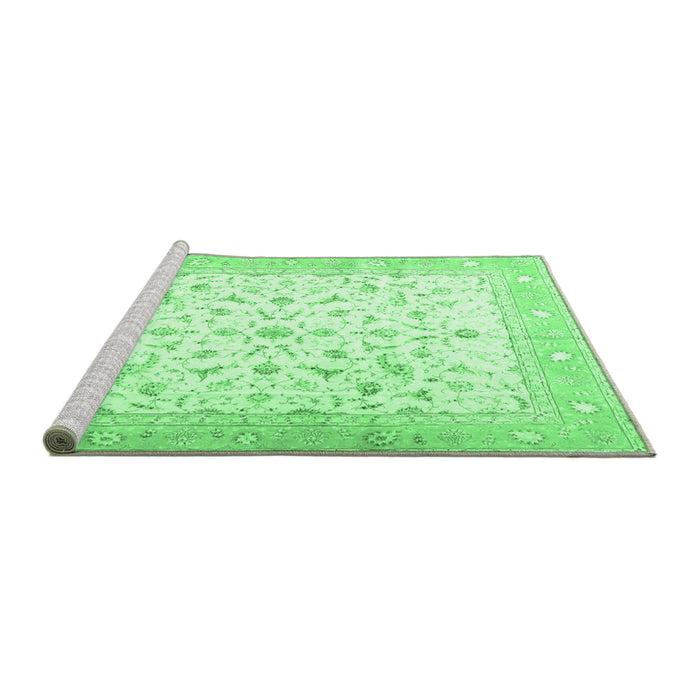 Sideview of Machine Washable Persian Emerald Green Traditional Area Rugs, wshtr4674emgrn