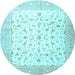 Round Machine Washable Persian Light Blue Traditional Rug, wshtr4674lblu