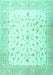 Machine Washable Persian Turquoise Traditional Area Rugs, wshtr4674turq