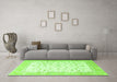 Machine Washable Persian Green Traditional Area Rugs in a Living Room,, wshtr4674grn