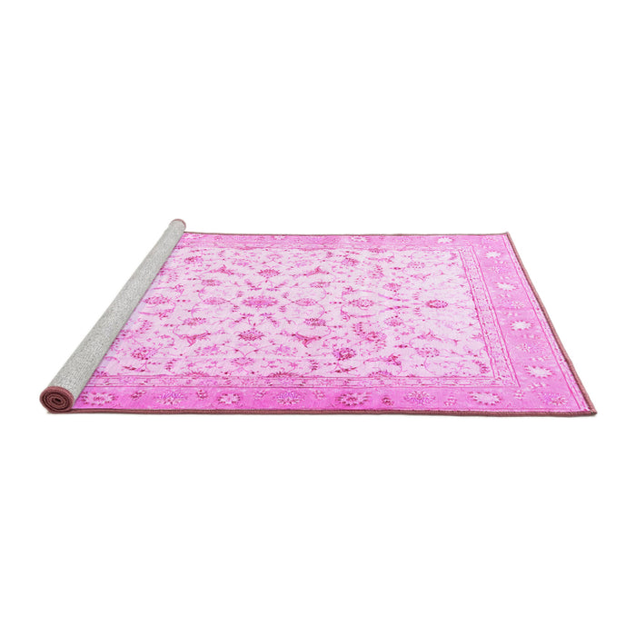 Sideview of Machine Washable Persian Pink Traditional Rug, wshtr4674pnk